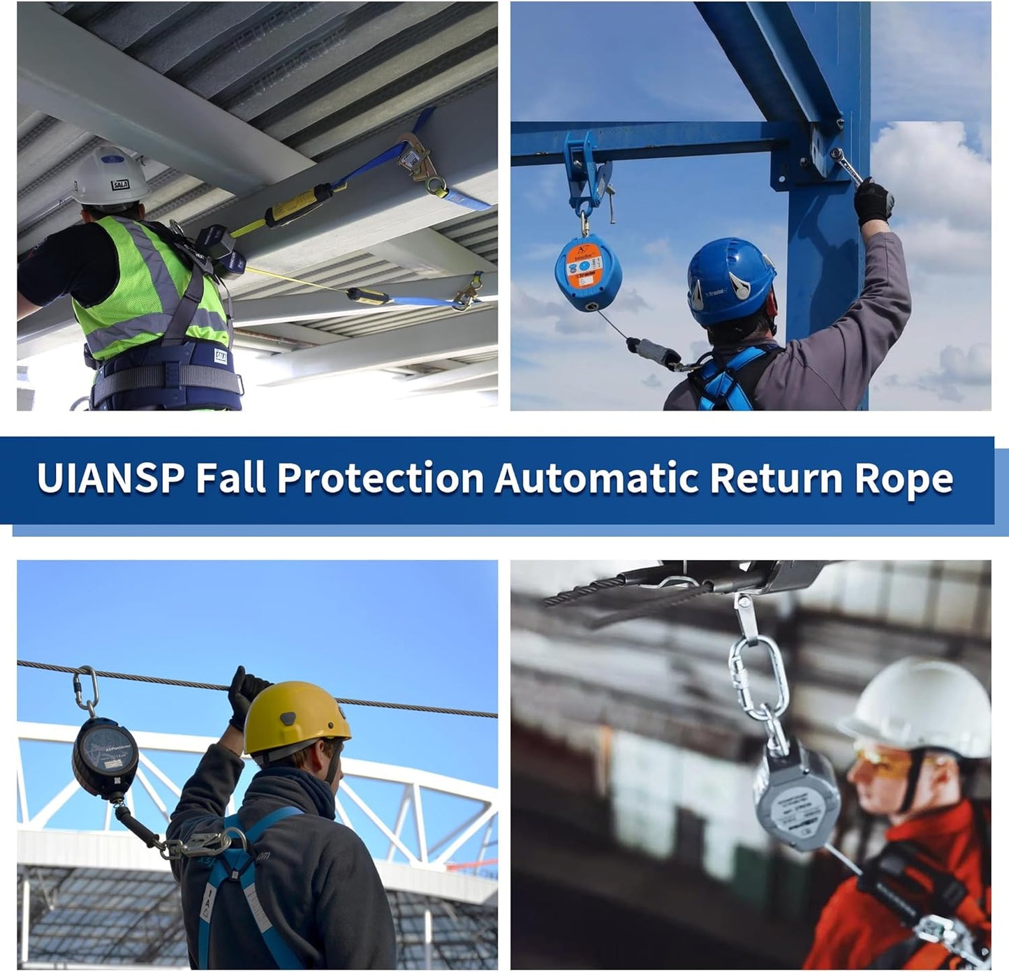 6ft Self Retracting Lifeline Retractable Fall Arrest Construction Roofing/Fall Protection Retractable Safety Lanyard External Shock Absorber Fall Arrest Safety