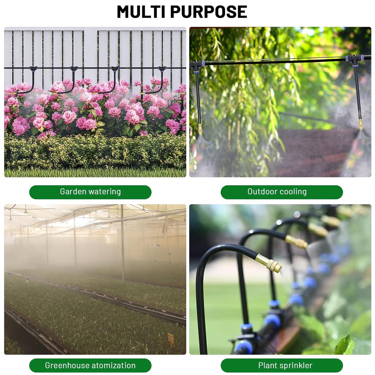 360° Adjustable Drip Irrigation System - 50FT Garden Watering System with 16 Nozzles, Garden Irrigation System, Greenhouse Accessories, Atomizing System for Yard, Lawn, Plants, 5/16 inch Tubing