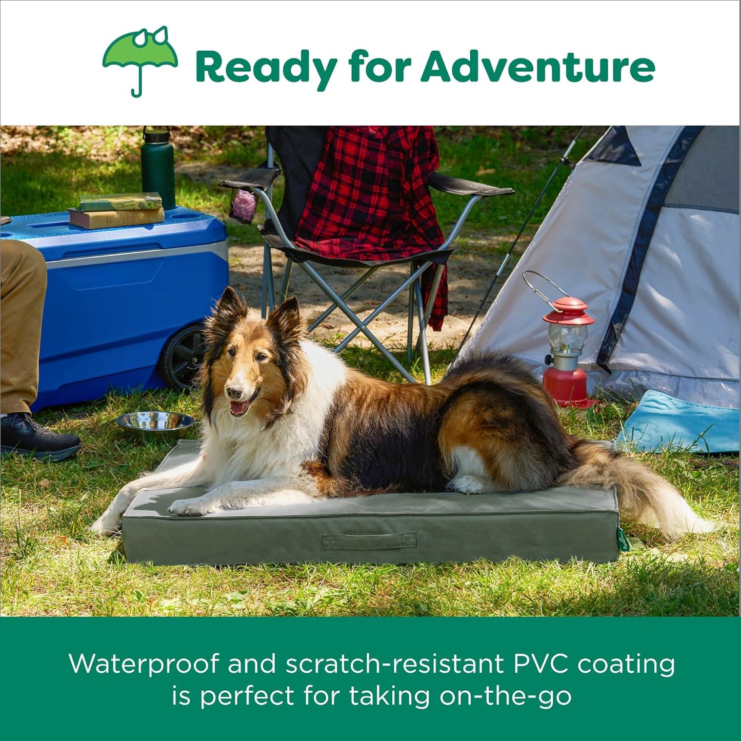 Premium Indoor-Outdoor Deluxe Mattress Pet Bed, Dark Olive, JumboPlus
