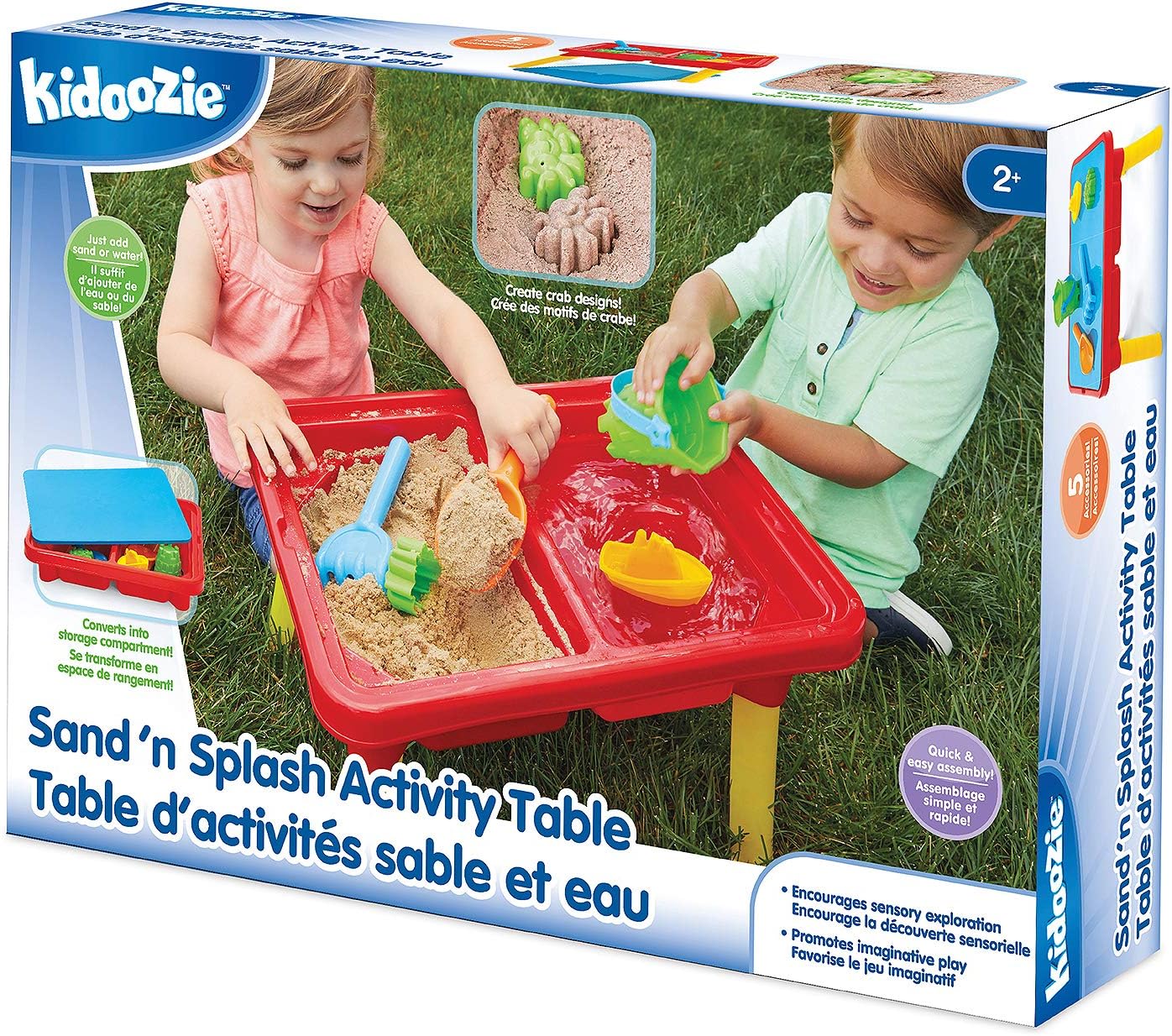 Toddler Sensory Kids Table with Lid | Sensory Bin | Kidoozie | Mega Block Compatible Lid | Indoor Outdoor Use , Red, G02521 17 x 12.5 x 11 inches