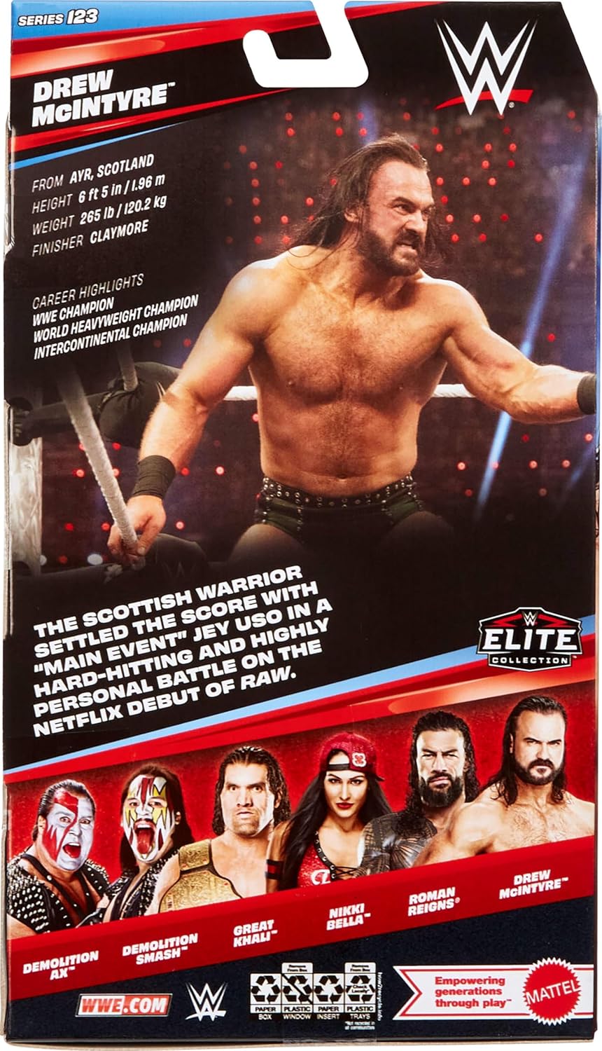 Mattel WWE Elite Action Figure & Accessories, Series #123 Set, 6-inch Collectible Drew McIntyre with 25 Articulation Points & Swappable Hands