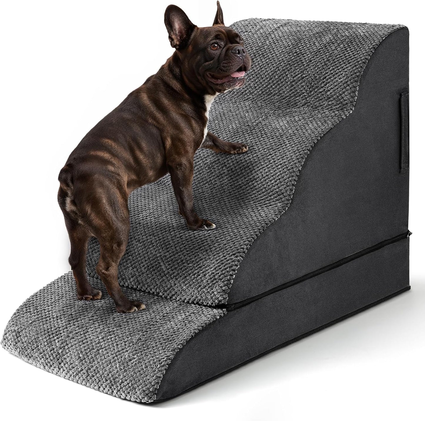 Dog Stairs for Small Dogs, Puppy, Older Cat, High Density Foam Pet Ramp for Sofa, Couch and Bed, 2-in-1 Convertible Dog Steps(3-Step & 4-Step)