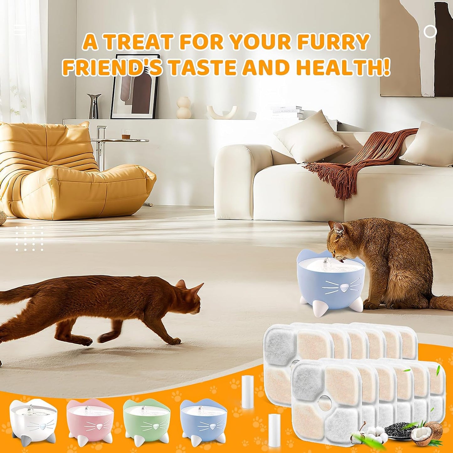 12 Pack Pet Fountain Filters for Catit PIXI Cat Drinking Fountain, Replacement Triple Action Water Filter with Ion-exchange Resin & Activated Carbon