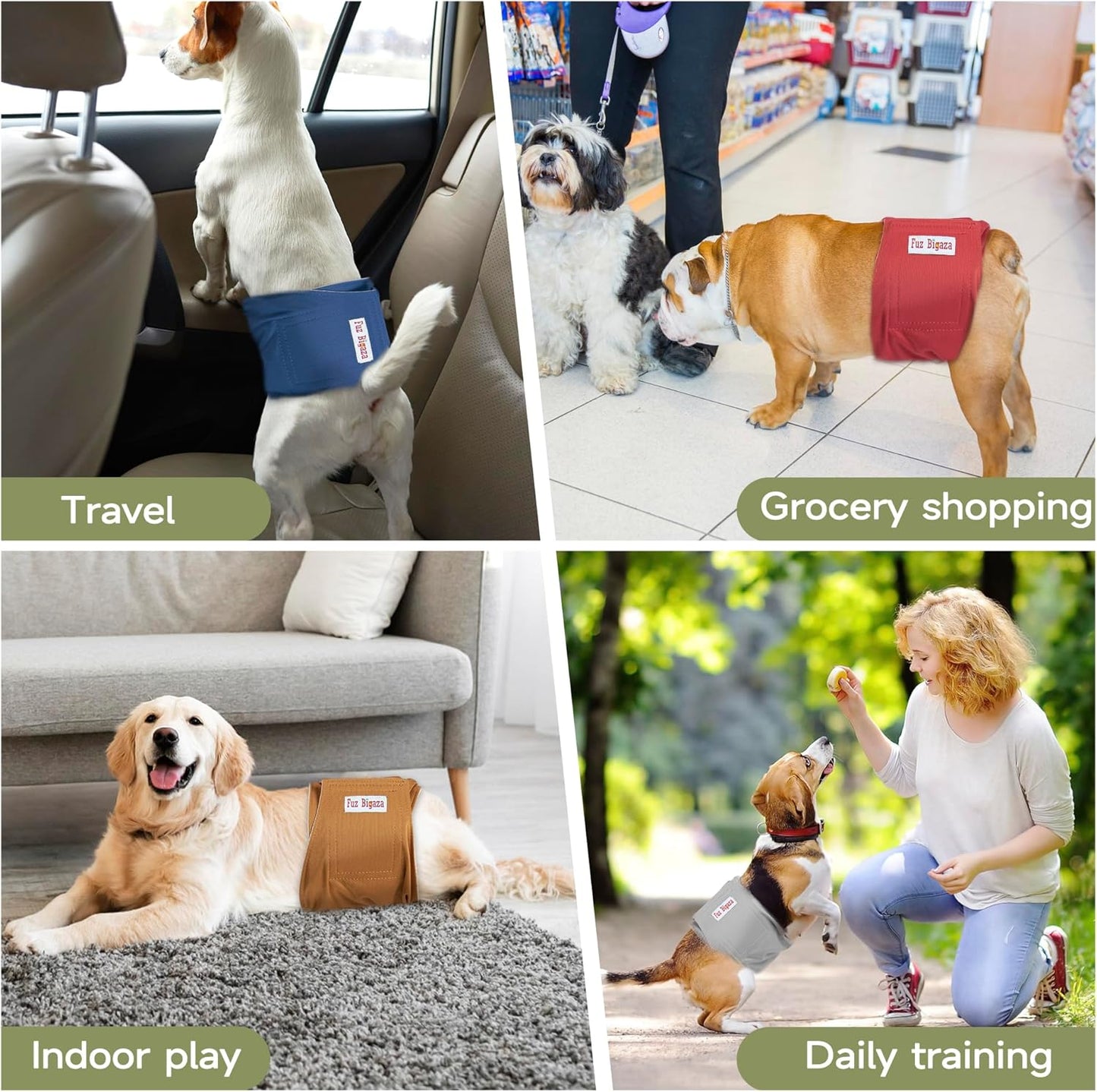 Male Dogs Diapers, Washable Reusable High Absorbing Boy Belly Bands Doggy Wraps Panties Doggie Puppy Pooping Potty Training Incontinence Marking XSmall(5 Pack)