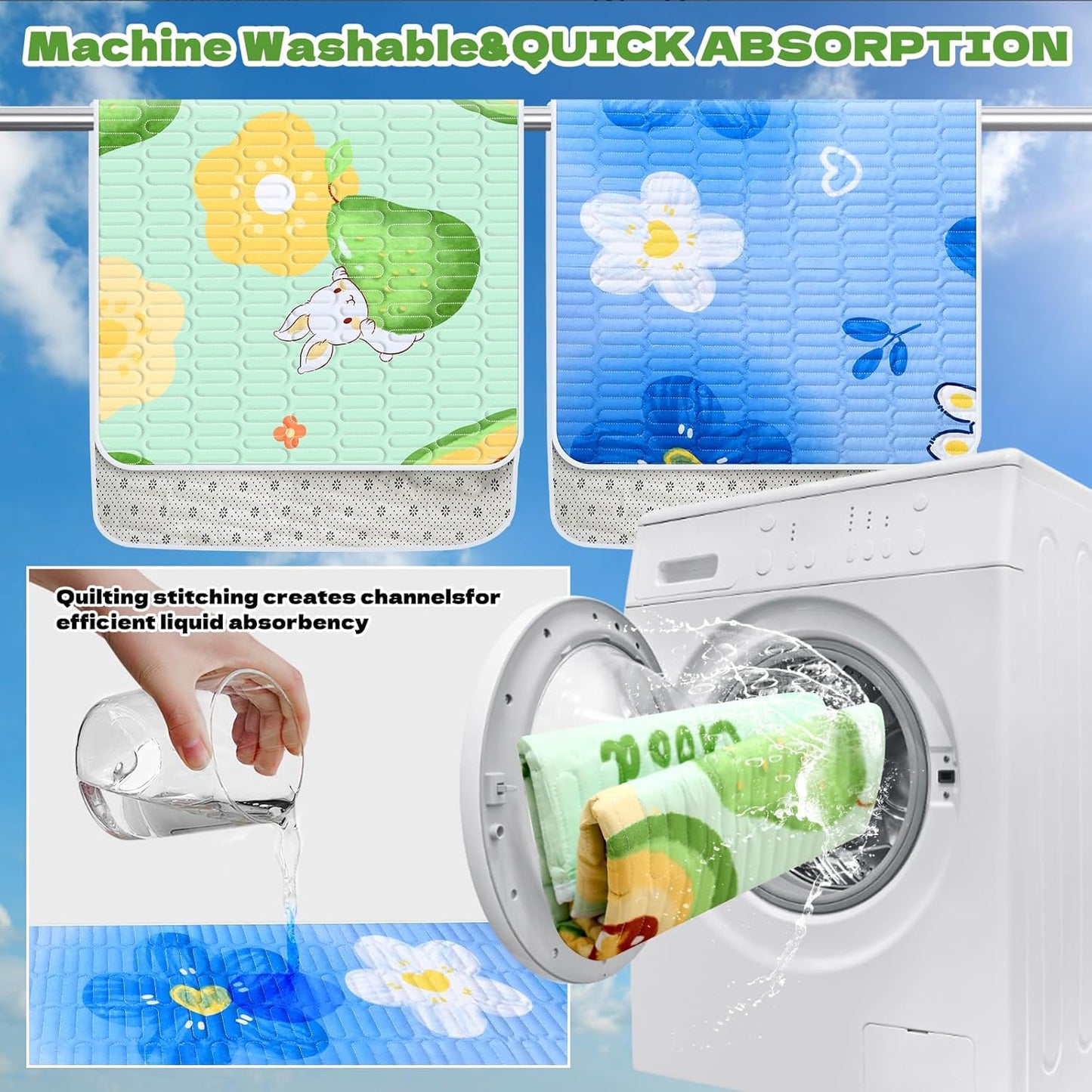 4 Pcs Guinea Pig Cage Liner, Washable Guinea Pig Bedding,Reusable Rabbit Bedding Waterproof Guinea Pig Pee Pads, Absorbent Guinea Pig Bedding for Small Animals Hamster Rabbit Squirrel Cage 47"