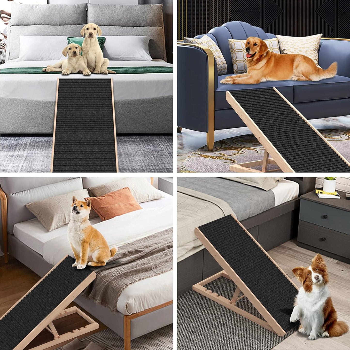 Adjustable Pet Ramp for All Dogs and Cats - Folding Portable Dog Ramp for Couch or Bed with Non Slip Carpet Surface, 40”Long and Height Adjustable from 9”to 24” - Up to 100 Lbs