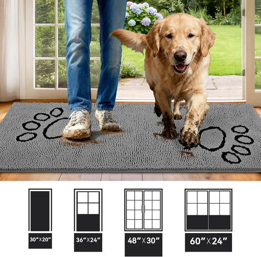 Bcoimo Super Absorbent Dog Door Mat, 60"*24" Anti Slip Mat for Muddy Paws, Pet Rugs for Dirty Paws Washable That Absorbs Moisture and Dirt, for Dog Cage and Pet Resting Carpet