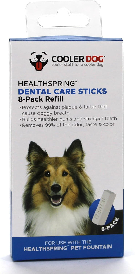CoolerDog HealthSpring Pet Water Fountain Dental Stick Refills – Replacement Dental Care Sticks for Dog & Cat Fountain (8 Pack)