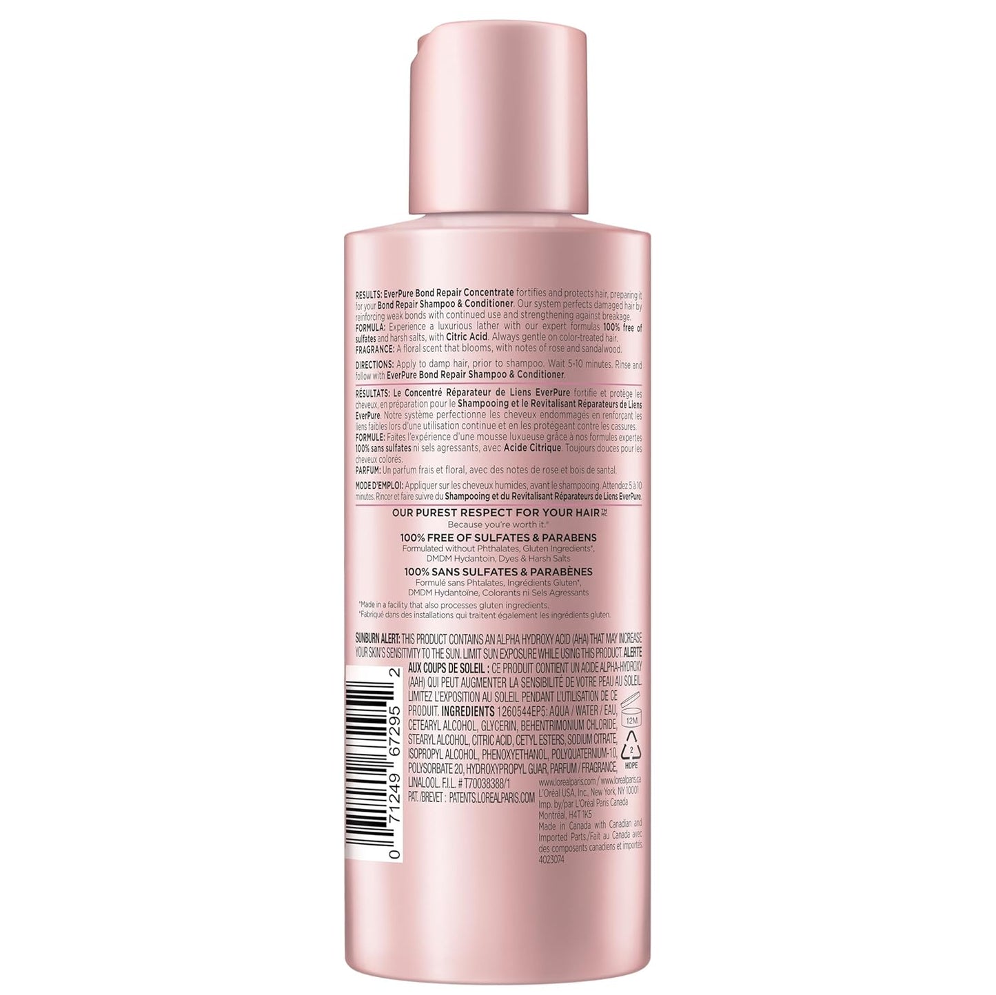 L'Oreal Paris Sulfate Free Bond Repair Pre Shampoo Treatment, Hair Repair for Colored, Bleached or Damaged Hair, EverPure, 5.1 Fl Oz (Packaging May Vary)