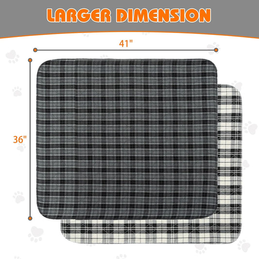 KOOLTAIL Reusable Puppy Pads, 2 Pack Washable Pee Pads for Dogs-Waterproof Non-Slip Plaid Puppy Training Pads, Absorbent Whelping Pads for Potty, Crate, Playpen, Bed, Sofa, Dog Large Mat, 36"x 41"