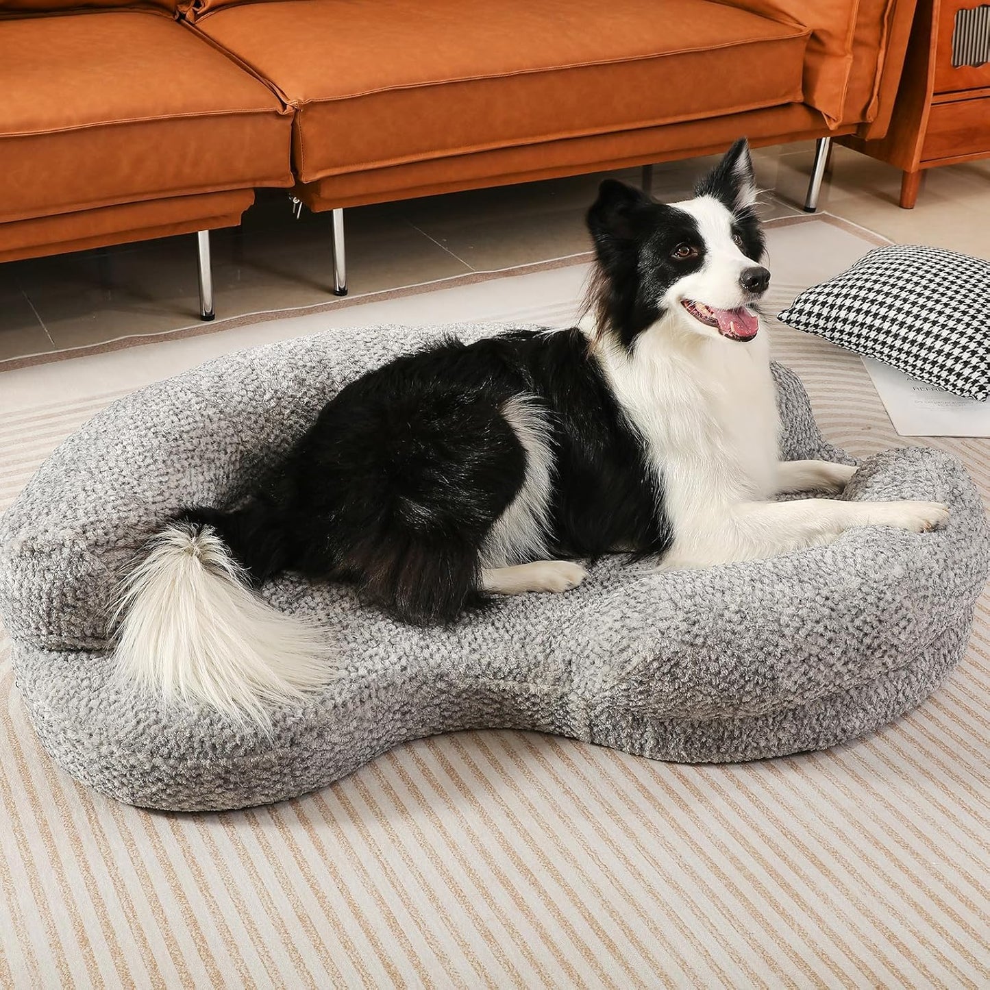 Orthopedic Memory Foam XXL Dog Bed for Large Sized Dog - Washable & Waterproof & Removable Cover -Round Calming Bed for Anxiety Relief (51 x 34 x 8 Inch)