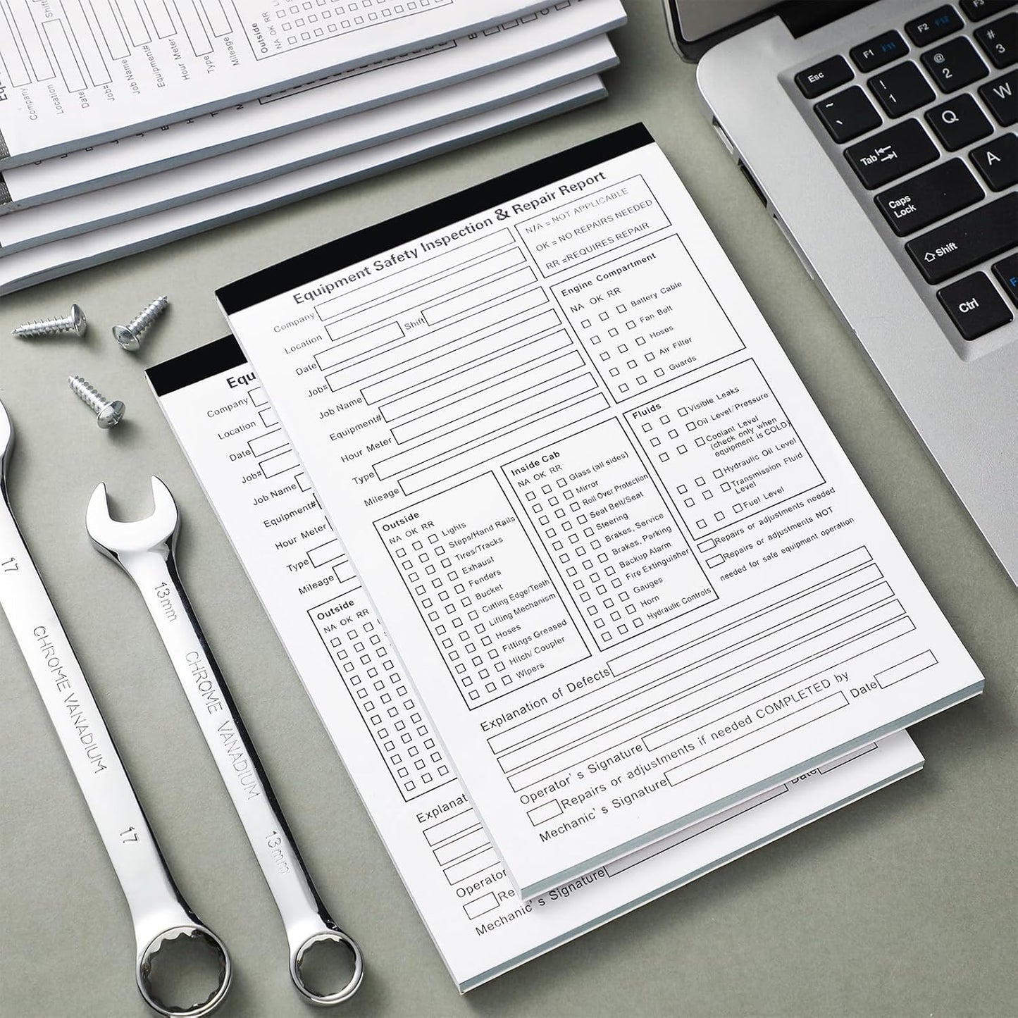 10 Pack 5.5" x 8.5" Equipment Safety Inspection Report Detailed Driver's Vehicle Inspection Report Book Daily Pre Trip 2-ply, Carbonless, 31 Sets of Forms Per Book