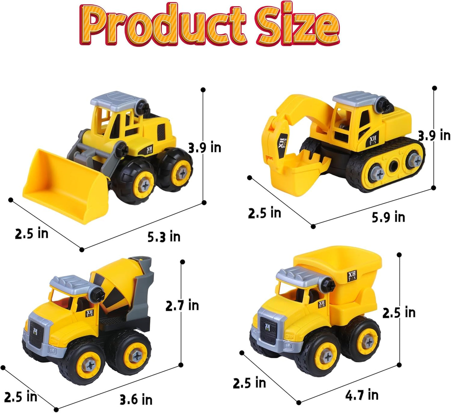 Play Construction Sand Kit,2.2lbs Magic Sand W/4 Large Take Apart Construction Trucks,1 Sandbox,8 Worker Figures and Road Signs,8 Molds,Toys for 2-8 Years Old Boys Girls
