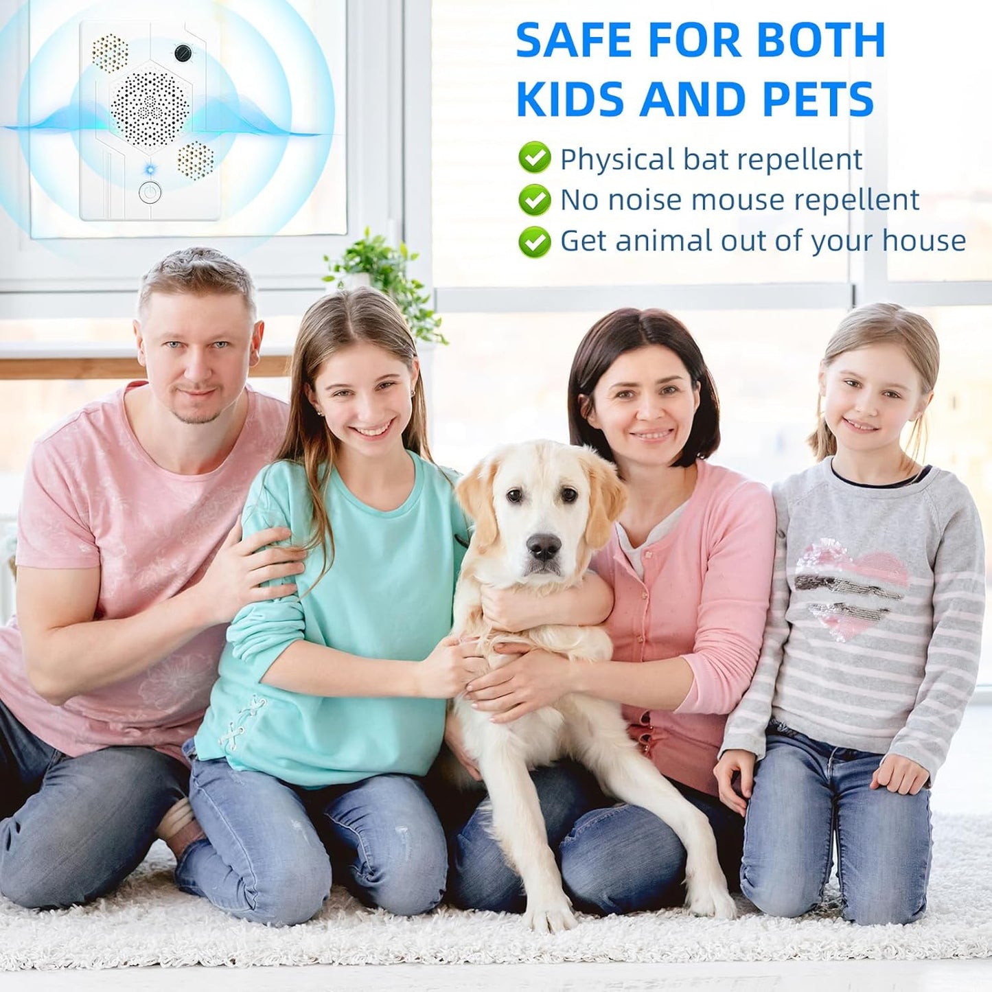 2026 Upgraded Ultrasonic Bat Deterrent for Attic & Roof, Portable Rechargeable Bat Repellent for House Eaves, Safe Electronic Pest Control to Keep Bats Away from Porch & Indoor, 2 Pack