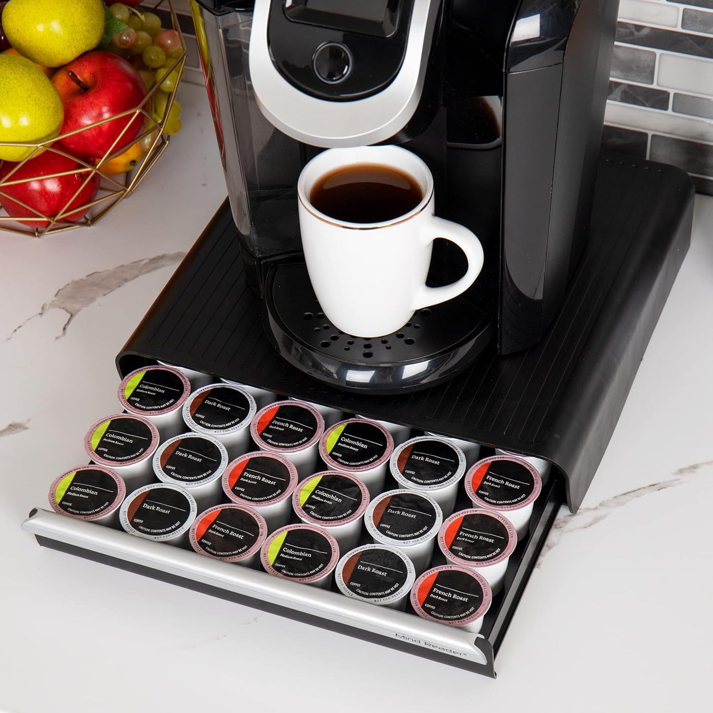 Mind Reader Single Serve Coffee Pod Drawer for 36 Pods, Countertop Organizer, Coffee Station Base, Black