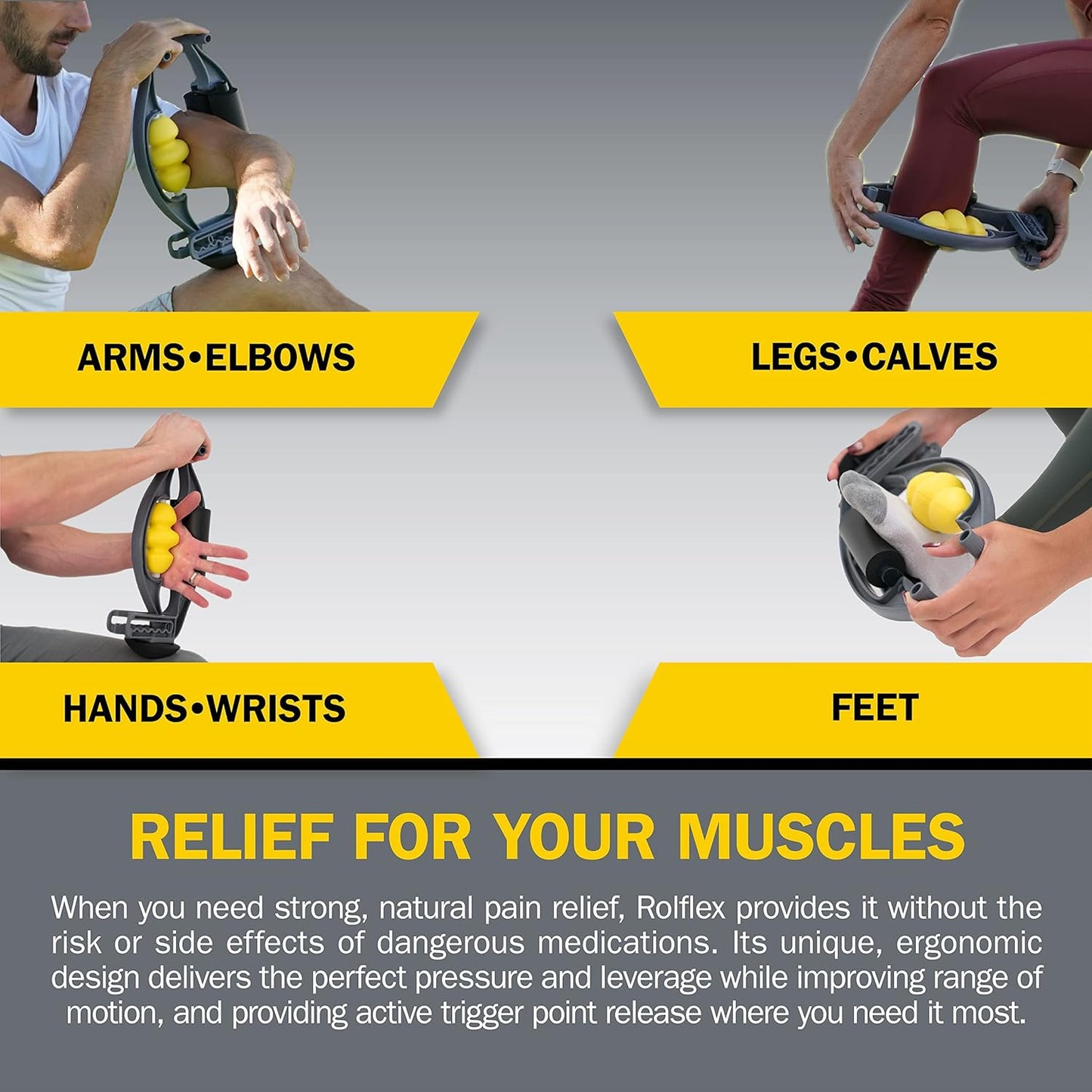 Rolflex Arm & Leg Massager Roller – Muscle Roller to Address Golfer’s Elbow, Tennis Elbow, Carpal Tunnel & More – Arm & Leg Massage Roller for Muscle Tightness & Faster Recovery