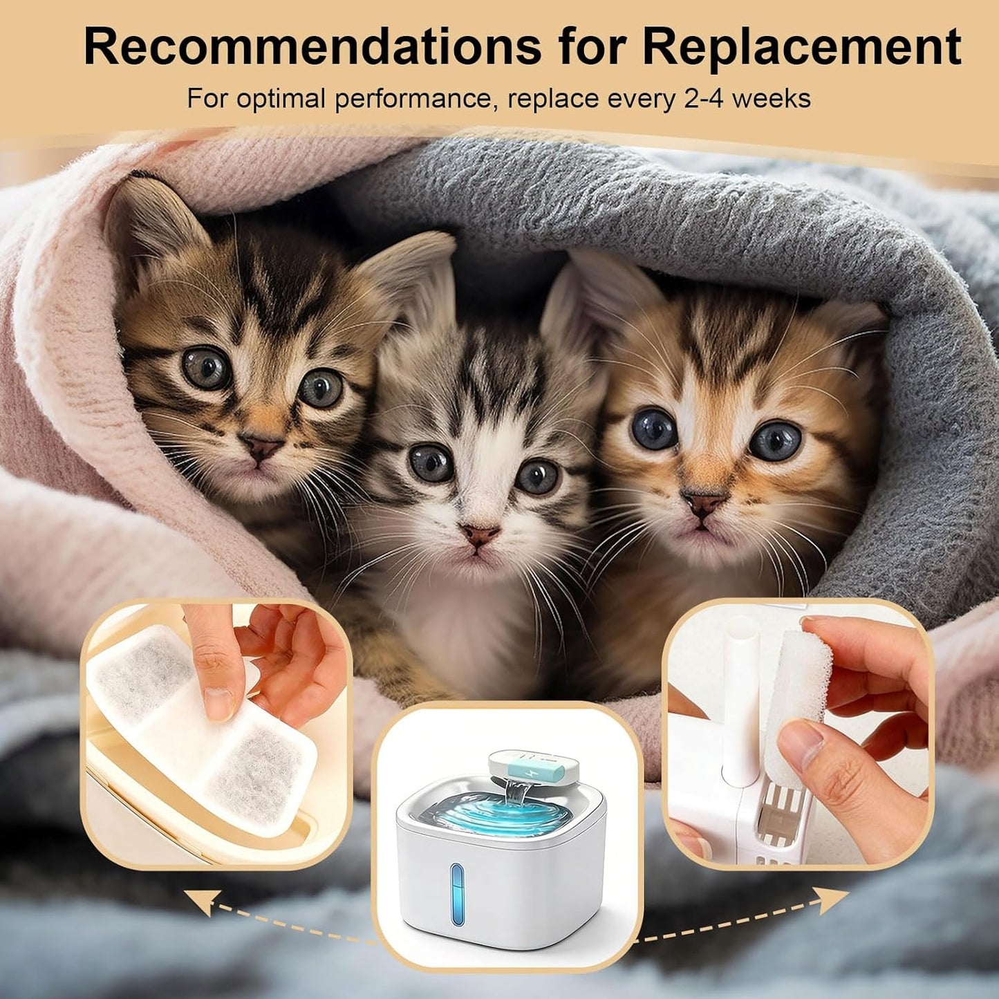 Cat Water Fountain Filter, 12 Pack Fountain Filter Replacement Compatible with Oneisall Cat Water Fountain PW04 3.5L/118oz