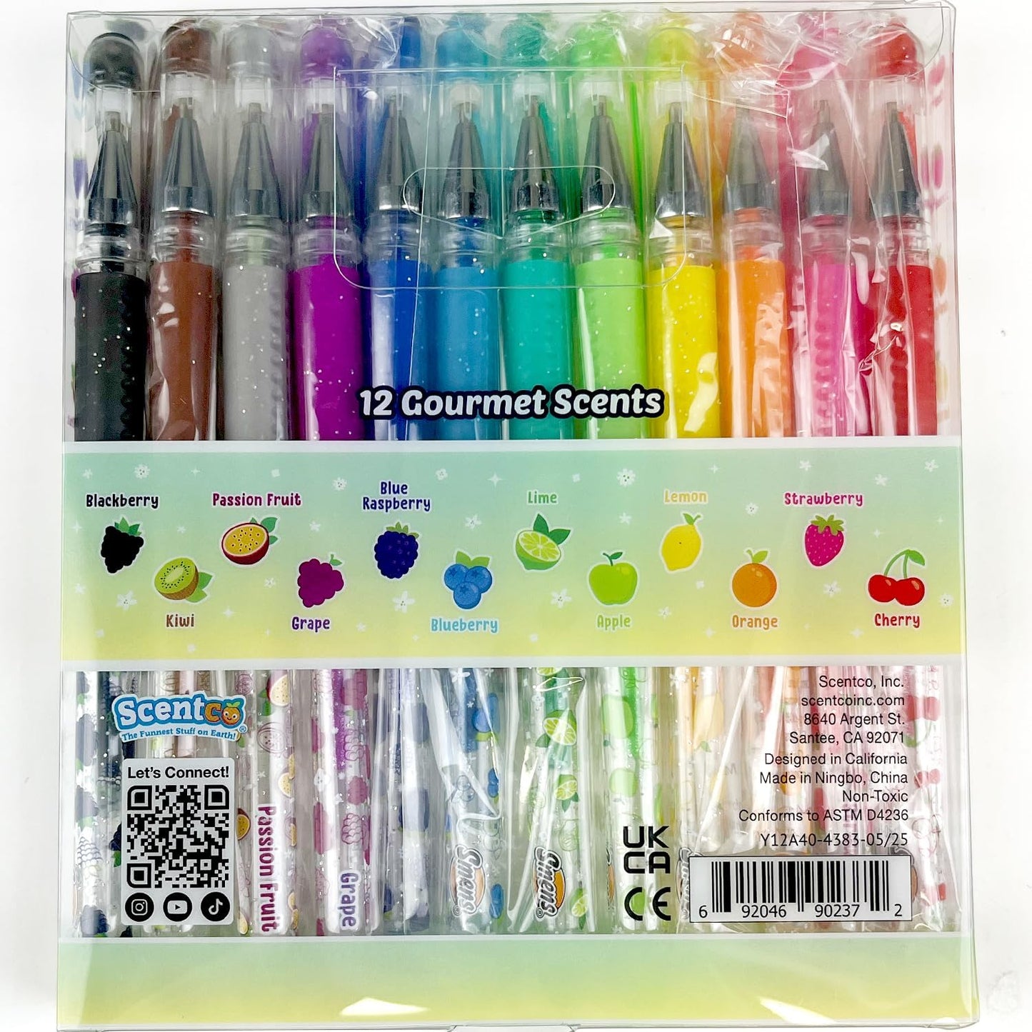 Smens Scented Glitter Gel Pens – 12 Pack Colored Gel Pens with Sparkly Ink & Gourmet Scented Grips – Fun School Supplies, Cute Journaling Pens & Creative Stationery Gift Set