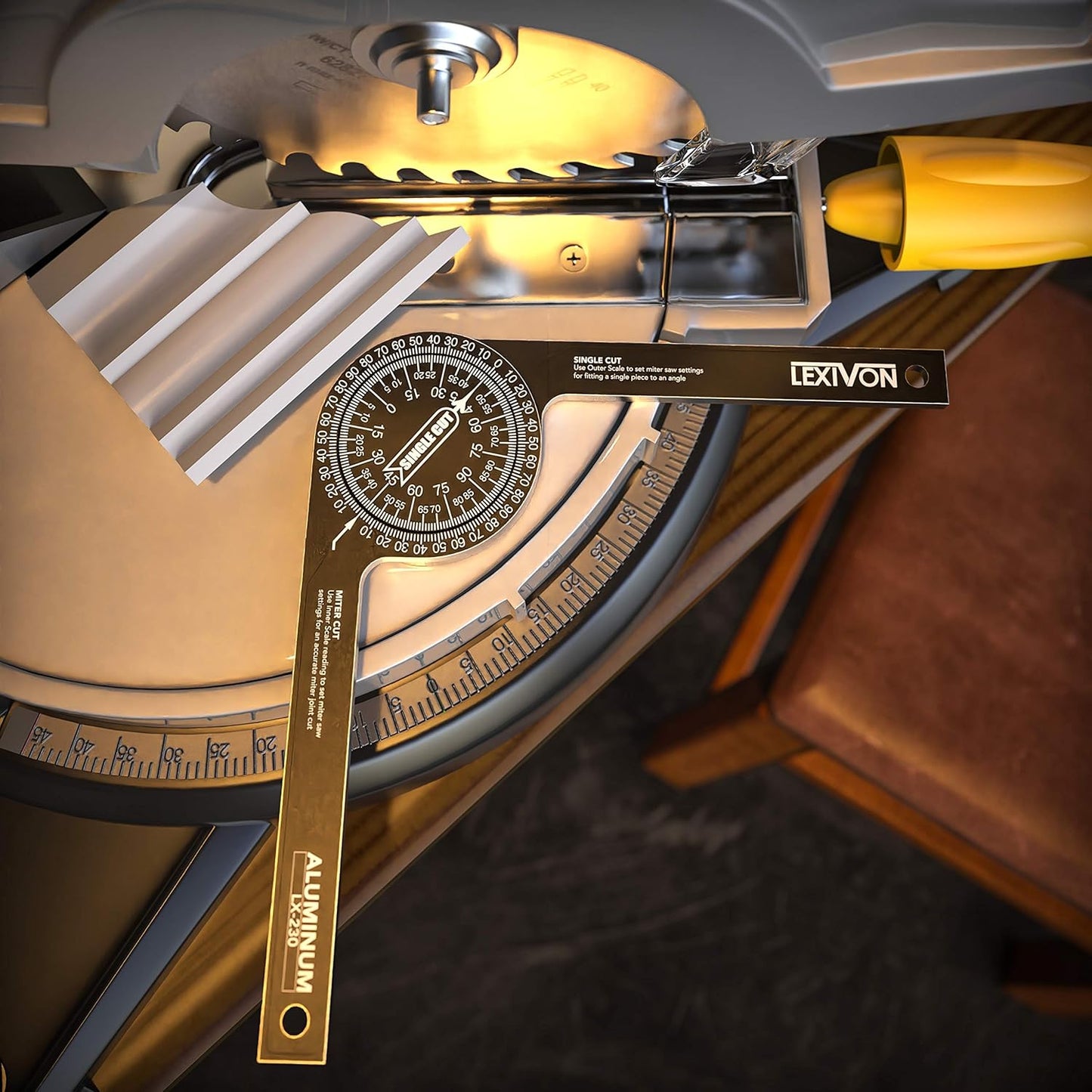 LEXIVON Aluminum Miter Saw Protractor | 7-Inch Rust Proof Angle Finder Featuring Precision Laser Engraved Scales (LX-230)