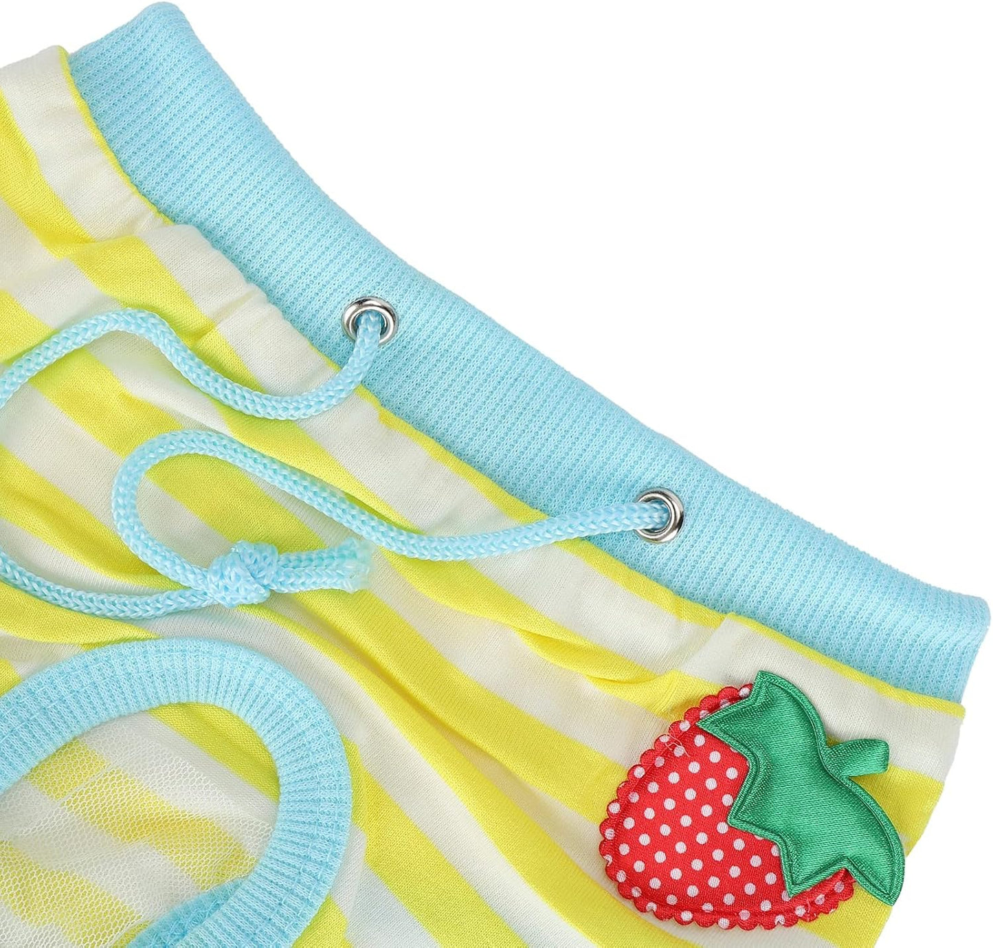 Washable Pet Diapers, Adjustable Strap Reusable Pig Physiological Pants with Strawberry Pattern, Sanitary Underwear for Pet Pigs Dog (Yellow, Size S)