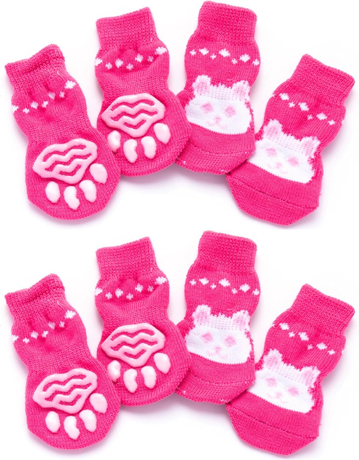 8Pcs Pet Socks Non Slip Soft Warm Cute Secure Bunny Socks with Grip Rabbit Stuff for Indoor Hardwood Floor, Medium
