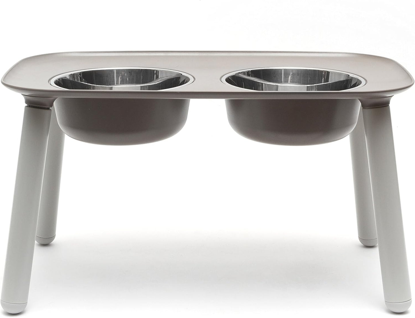 Messy Mutts Elevated Double Feeder with Stainless Bowls | Adjustable Height 3”, 5”, or 10” | Adjustable Standing Feeder for Dogs | 5 Cups per Bowl | Dark Grey