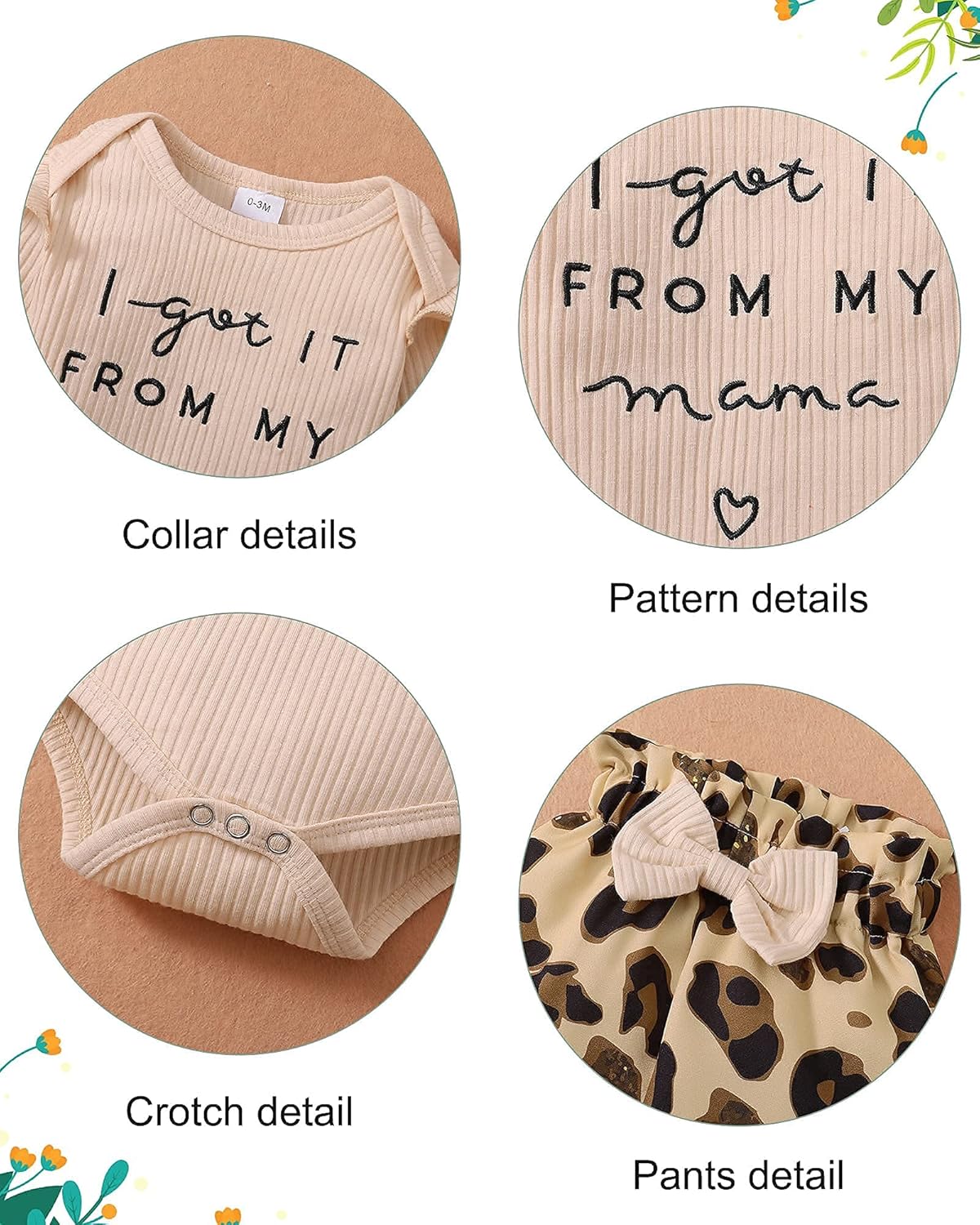 DISAUR Baby Girls Clothes Newborn Infant Baby Girls Outfit Long Sleeve Ruffle Romper Floral Pants Headband Sets 0-18 Months