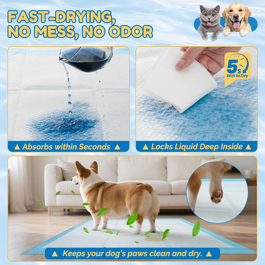 Extra Large Dog Pee Pads 28" x 34" - Barpor 5-Layer Super Absorbent Puppy Pads with Leak-Proof Quick-Dry & Fast-Edge Absorption, Disposable Dog Training Pads Anti-Slip, 20 Pack