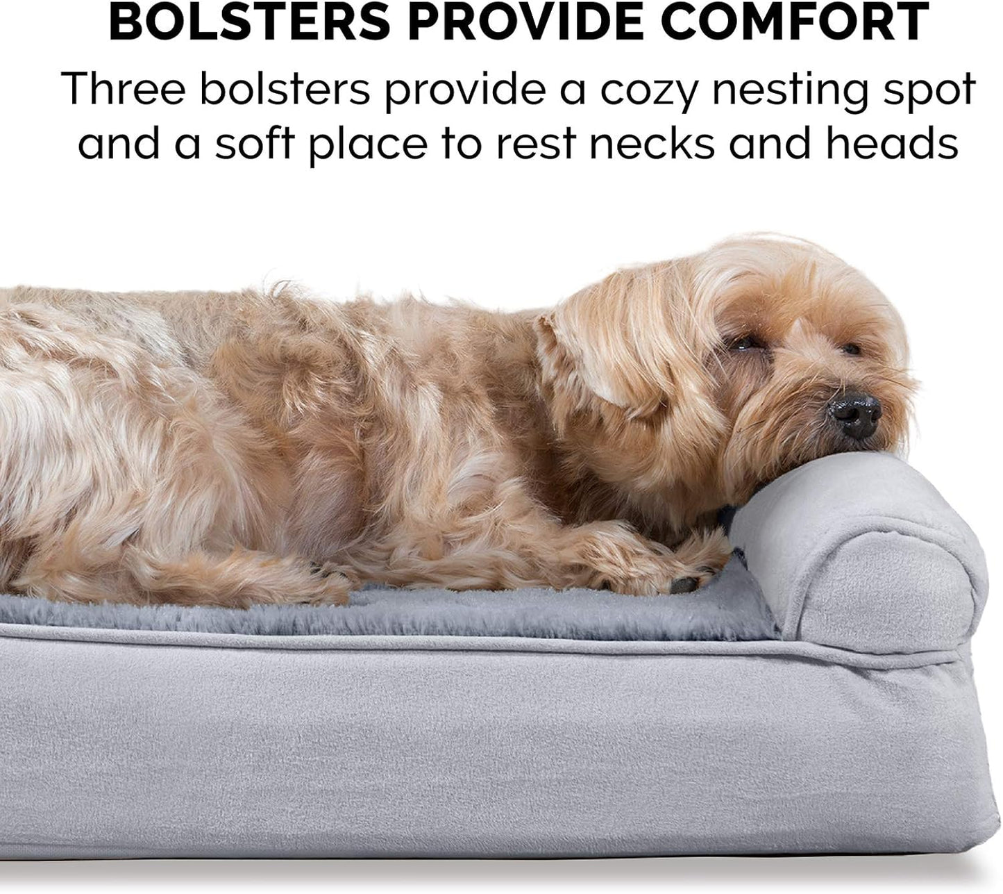 Furhaven Dog Bed Sofa Plush & Suede Sofa - Gray, Large W/Same Size Waterproof Liner