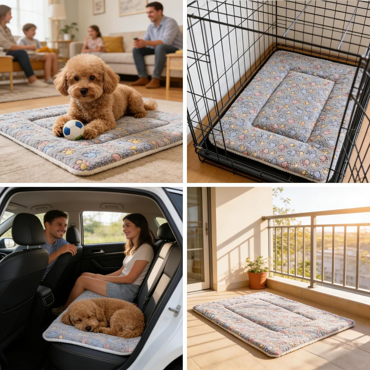 JMGBird Large Dog Bed - 39x27.5 Inch Cotton Pet Sleeping Mat with Bolster for Large Breeds