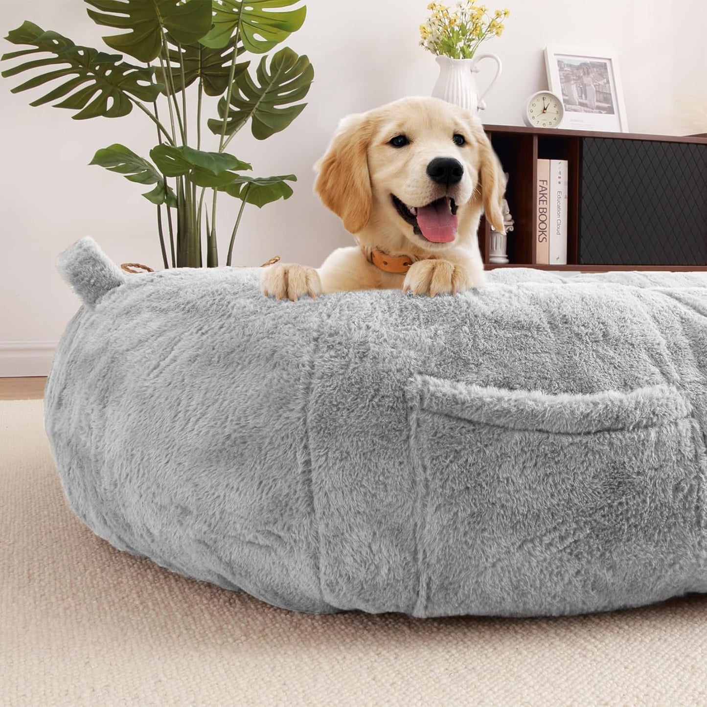 FairOnly Dog Bed for People Adults 71"x48"x14", Bean Bag Bed with Removable Cover, Bean Bag Floor Nap Bed for Adults, Light Grey
