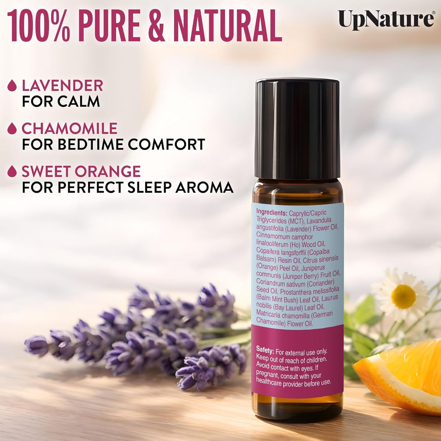 UpNature Dream Sleep Essential Oil Roll On – Natural Sleeping Blend with Lavender, Chamomile Aromatherapy Oils