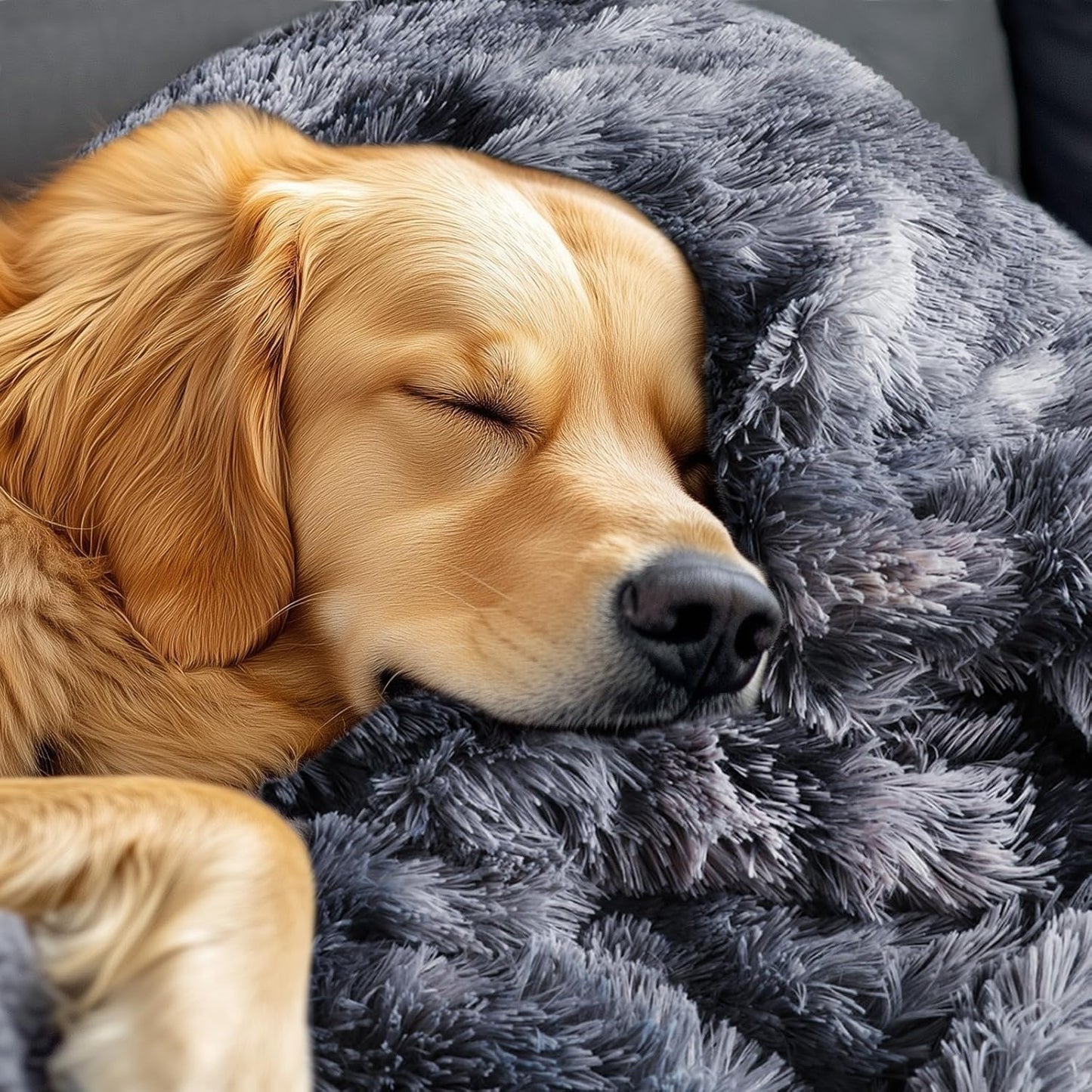 Luciphia Large Waterproof Dog Blanket for Pet Washable Liquid Proof Bed Intimacy Protection Shaggy Plush Calming Long Faux Fur Couch Cover Calming Cat Throw Blankets, Tie-dye Grey, 60" x 80"