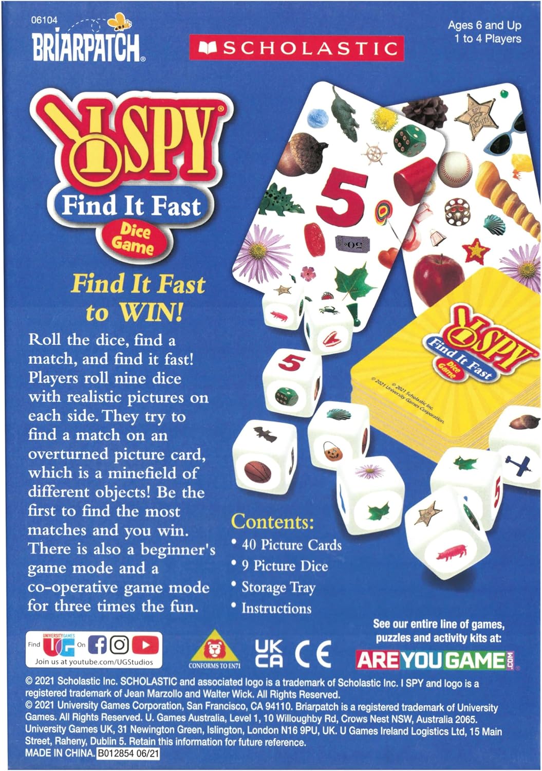 Briarpatch I SPY Find It Fast Game - an Immersive I Spy Adventure for Ages 6+ | Fast-Paced Dice Action, Brain Teasers, Hand-Eye Coordination, and Literacy Skill Building