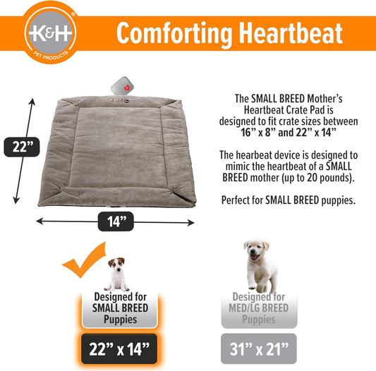 K&H Pet Products Mother’s Heartbeat Puppy Crate Pad Gray Fleece Small Breed beat 14 X 22 Inches