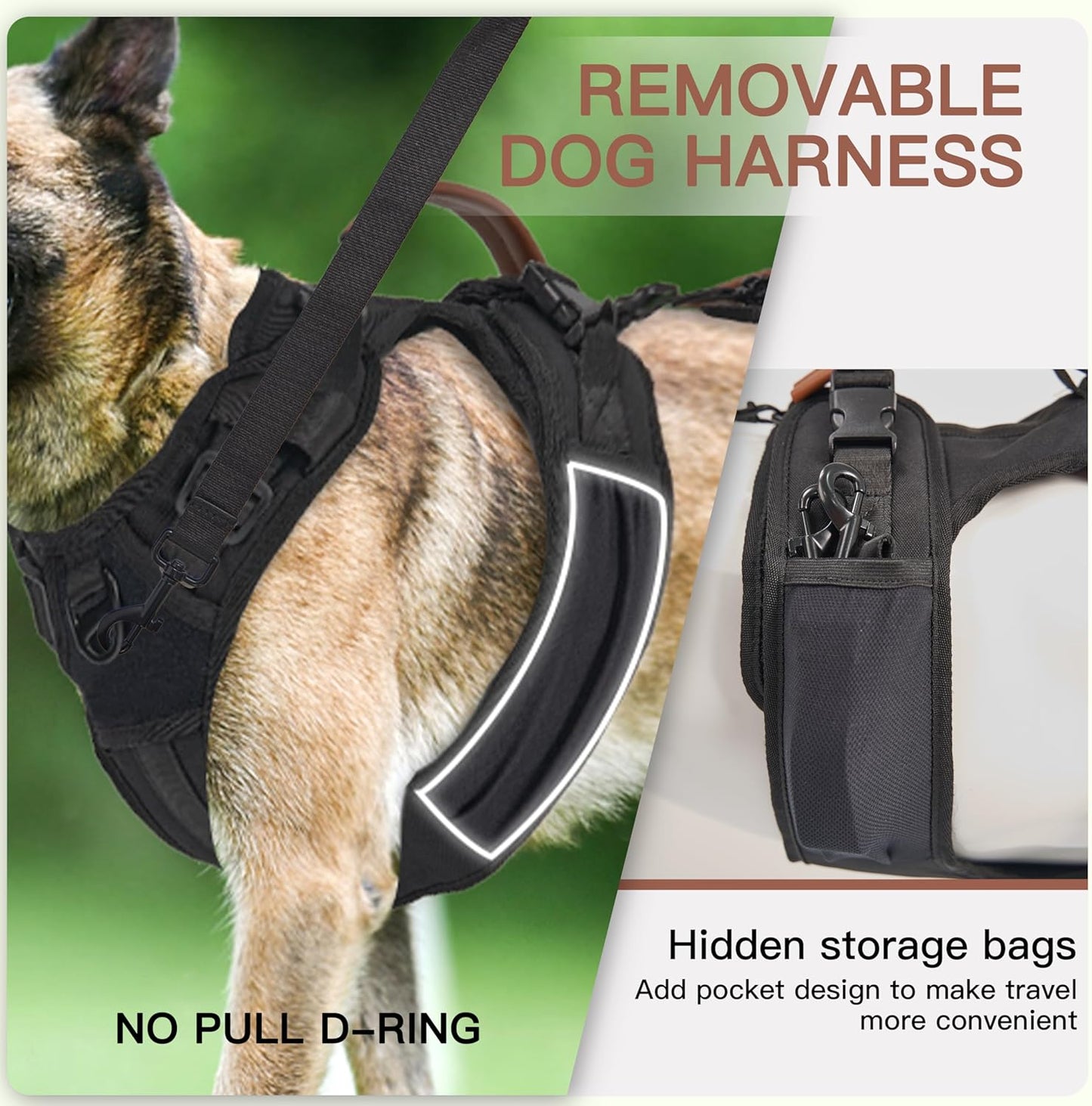 Dog Lift Harness, Full Body Dog Harness with Handle for Lifting, Front/Back Leg Support, Prevent Chafing Pee-Able Design, 2-in-1 Detachable Dog Assist Harness for Senior Disabled Dogs Up to 40lb (M)
