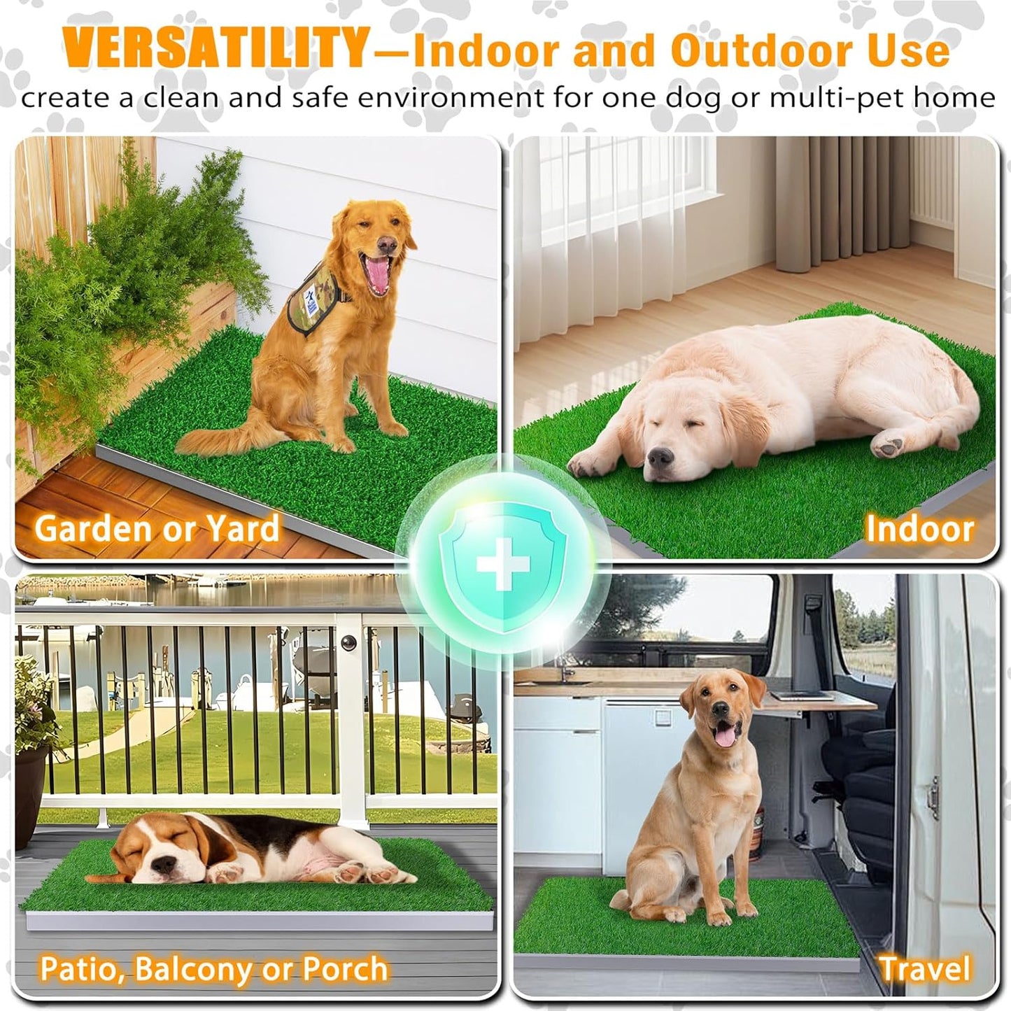 Dog Grass Pad with Tray, Reusable Large Artificial Turf Grass Potty and Puppy Pee Pads for Dogs, Portable Stainless Steel for Indoor/Outdoor Potty Training Toilet (Potty System Size -15.8" X 23.6")