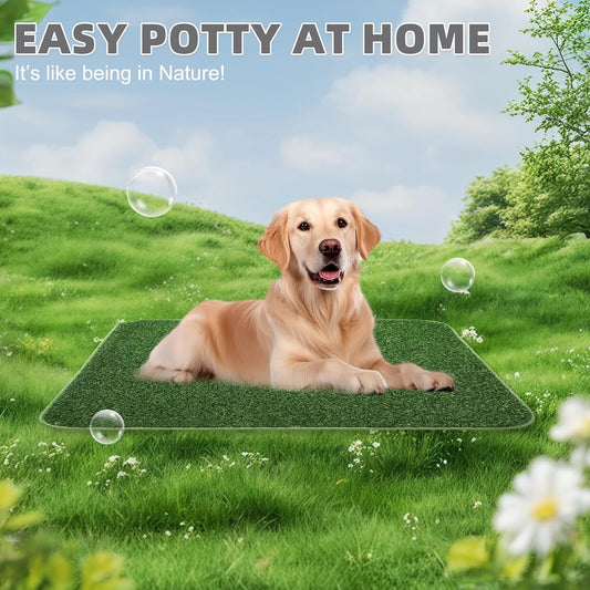 KOOLTAIL Dog Grass Pad with Washable Pee Pads for Puppy Potty Tray,20"*25" Soft Artificial Turf Multipurpose Reusable Grass Patch Pads for Dogs Litter Box, Leakproof for Doggie Training Indoor Outdoor