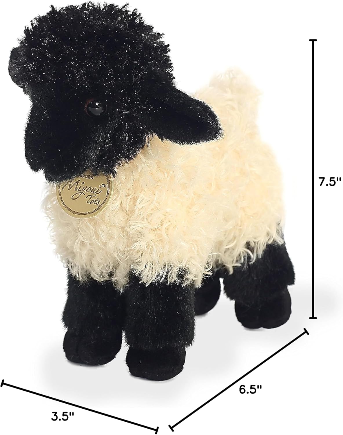 Aurora® Adorable Miyoni® Tots Suffolk Lamb Stuffed Animal - Lifelike Detail - Cherished Companionship - White 8.5 Inches