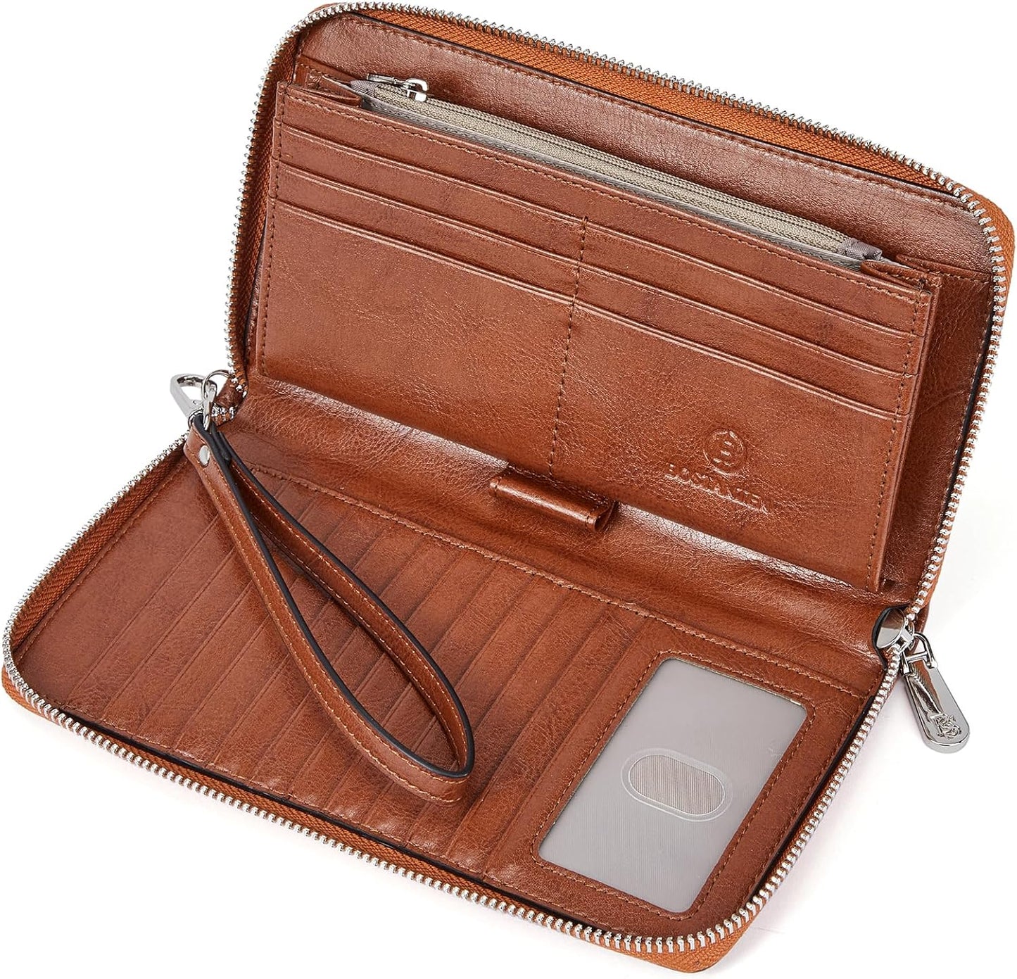 BOSTANTEN Leather Wallet for Women RFID Blocking Zip Around Credit Cards Holder Phone Clutch