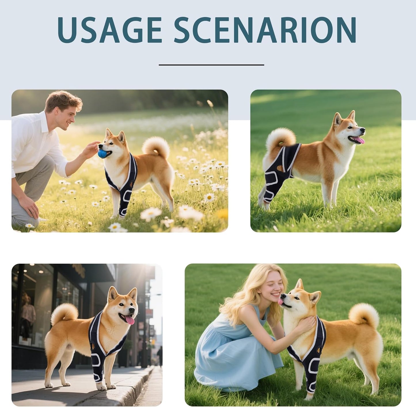 Dog Knee Brace for Torn ACL, CCL – Hind/Back Leg Support with Harness & Anti-Slip Straps – Adjustable Fit, Soft & Breathable, Post Surgery & Injury Recovery Hand Washable S