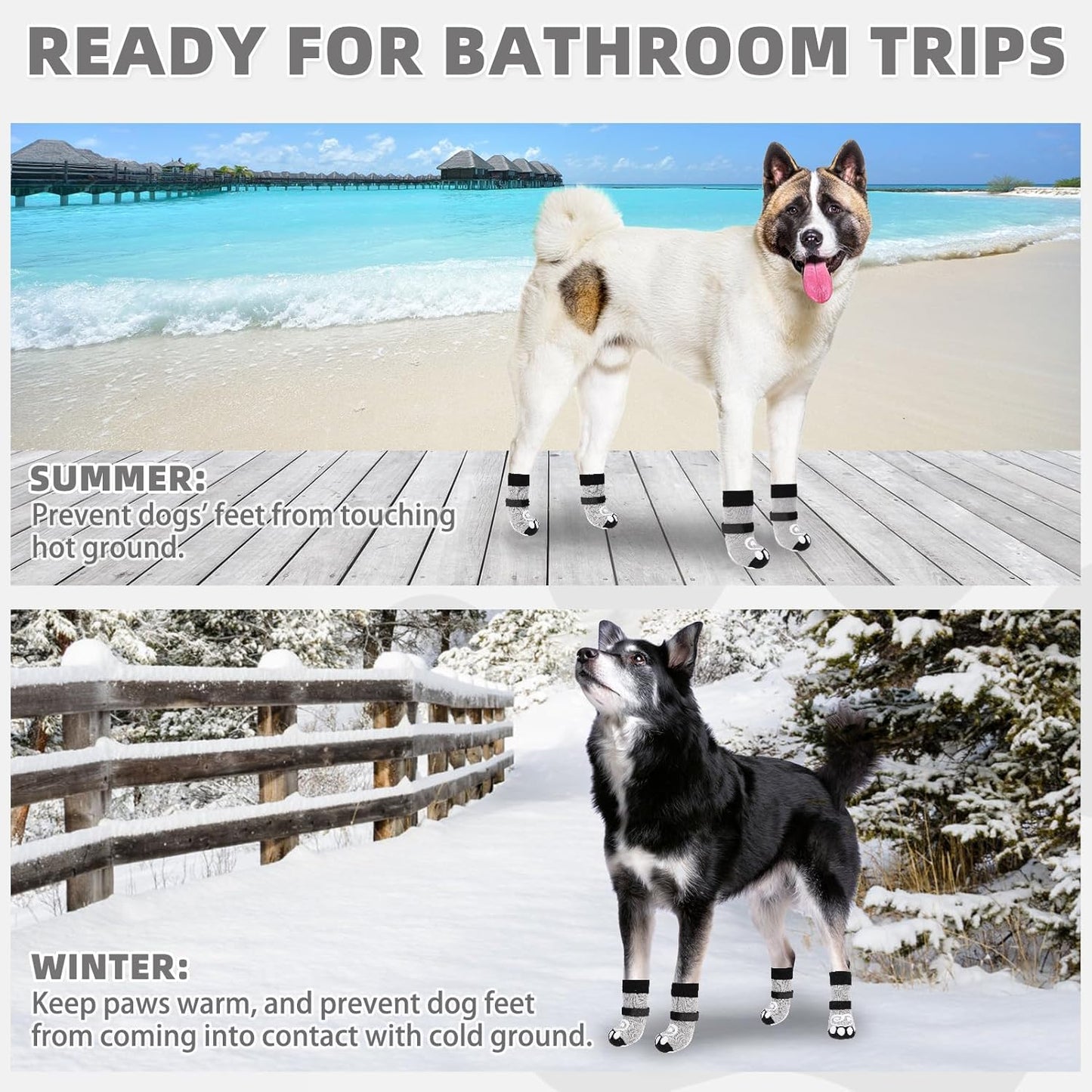 KOOLTAIL Dog Socks for Hot/Cold Pavement to Prevent Licking Paws,Dog Boots&Paw Protector for Hardwood Floors Anti Slip,Traction Control Booties for Small Medium Large Senior Dogs