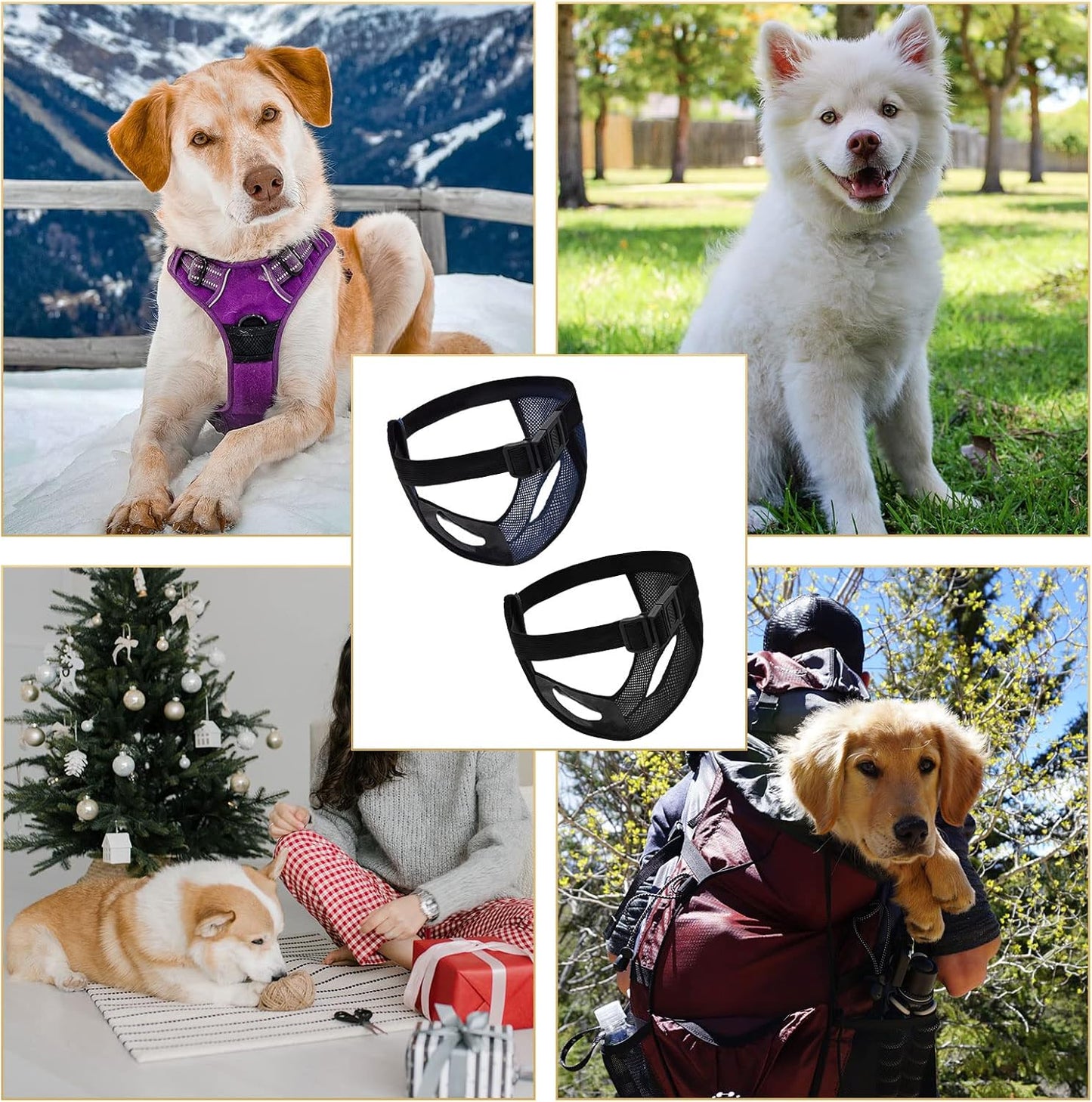 BLMHTWO 2PCS Dog Pants Dog Nappies, Dogs Period Pants with 6PCS Washable Female Dogs Season Pants Adjustable Protective Trousers for Female Puppy in Heat Monthly, Black, Blue