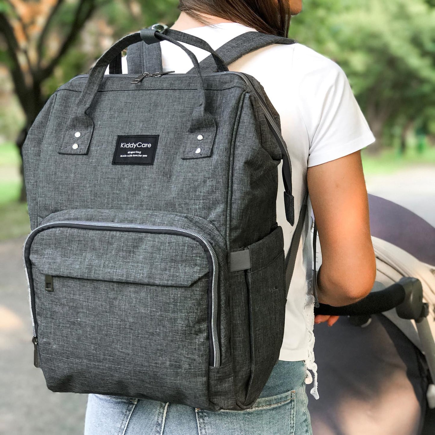 Kiddycare Diaper Bag Backpack | Baby Diaper Bags with Changing Station for Mom | Multipurpose Waterproof Travel Backpack Tote Bag for Maternity Baby Bags Enormous for Unisex, Stylish | Dark Gray