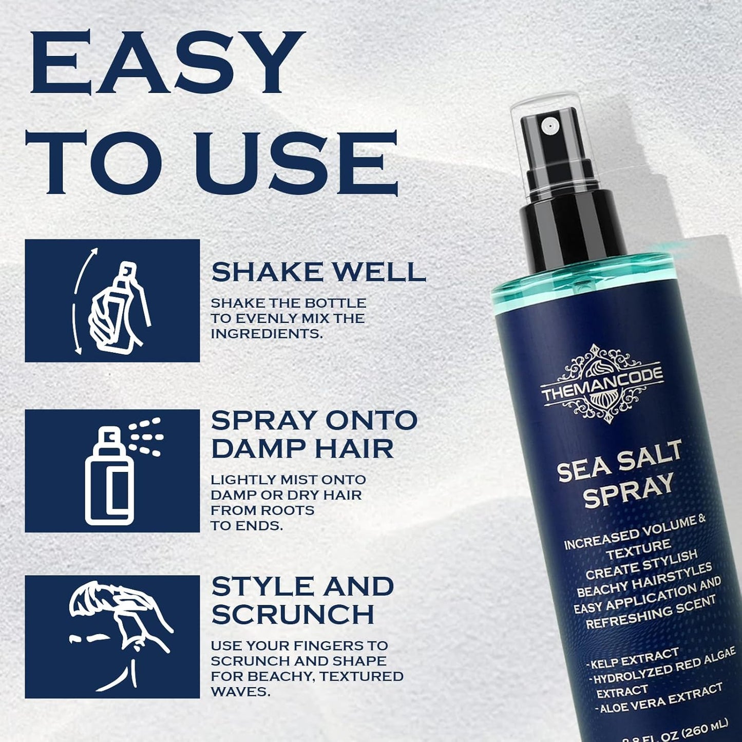 Sea Salt Spray for Men, Texturizing Hairspray, Travel Essentials, Beach Vacation Essentials, Surf Spray Adds Instant Volume, Travel Essentials, Hair Gift for Men, 8.8 Oz