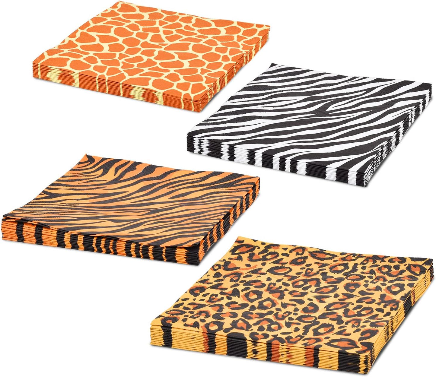 Jungle Zoo Animal Print Party Supplies, Disposable Jungle Safari Animal Print Paper Plates and Napkins for Birthday Party, Baby Shower and Jungle Safari Themed Party, Serve 48