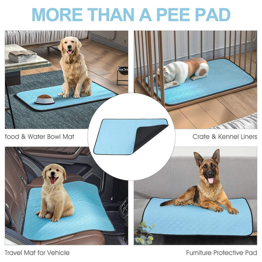 Washable Puppy Pads 4-Pack, 23"x35" Large Reusable Dog Pee Pads, Super Absorbent & Non-Slip Mat for Potty Training, Whelping, Crates & Playpens,Blue