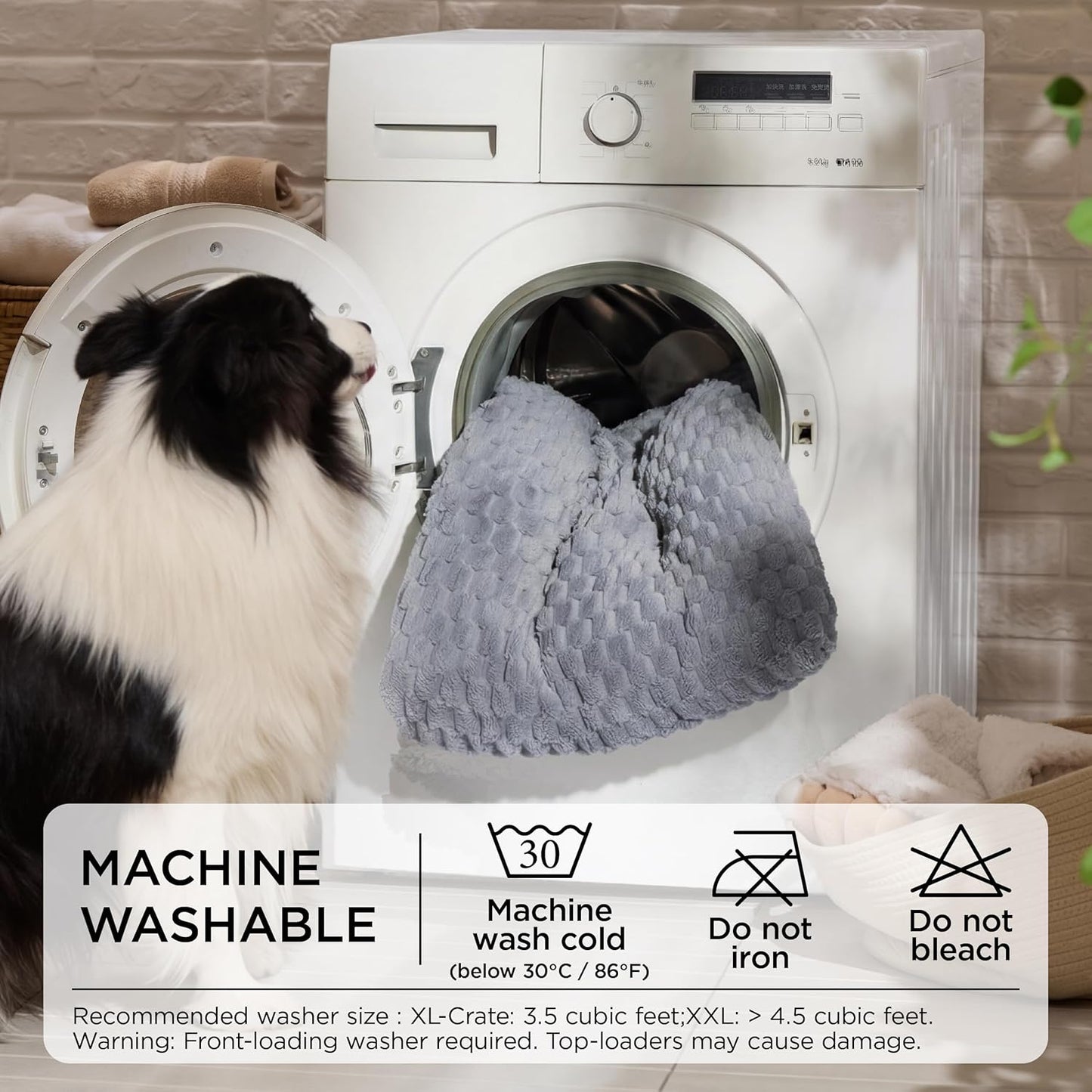 Bedsure XL Washable Dog Bed for Crate, Soft Fluffy Bubble Fleece Pet Bed Mat for Deep Sleep, Non-Slip and Machine Washable Kennel Sleeping Pad for Extra Large Dogs, 41"x27"x3.5", Grey