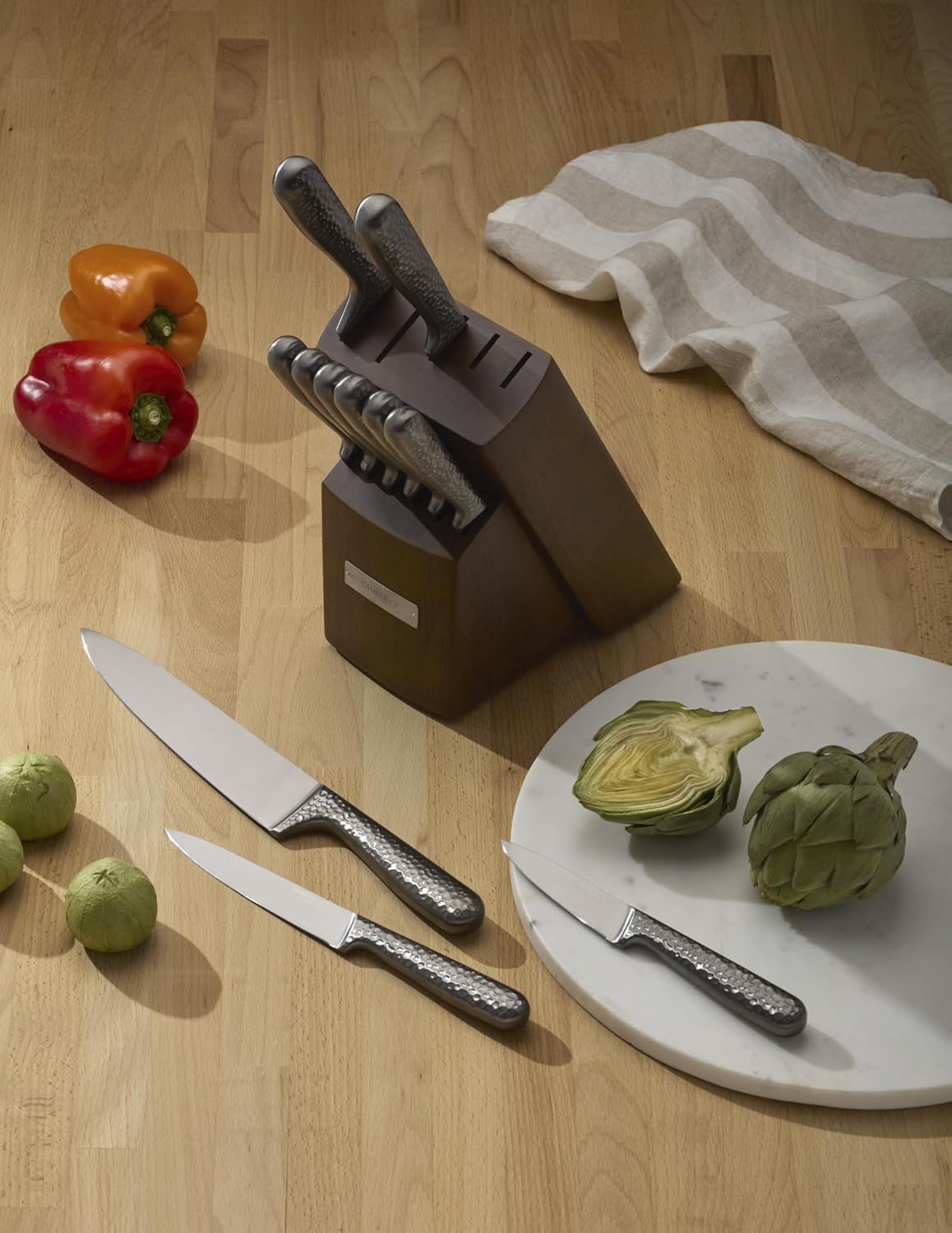Cambridge Silversmiths Nero Cutlery Set with Block, Stainless Steel,12-Piece
