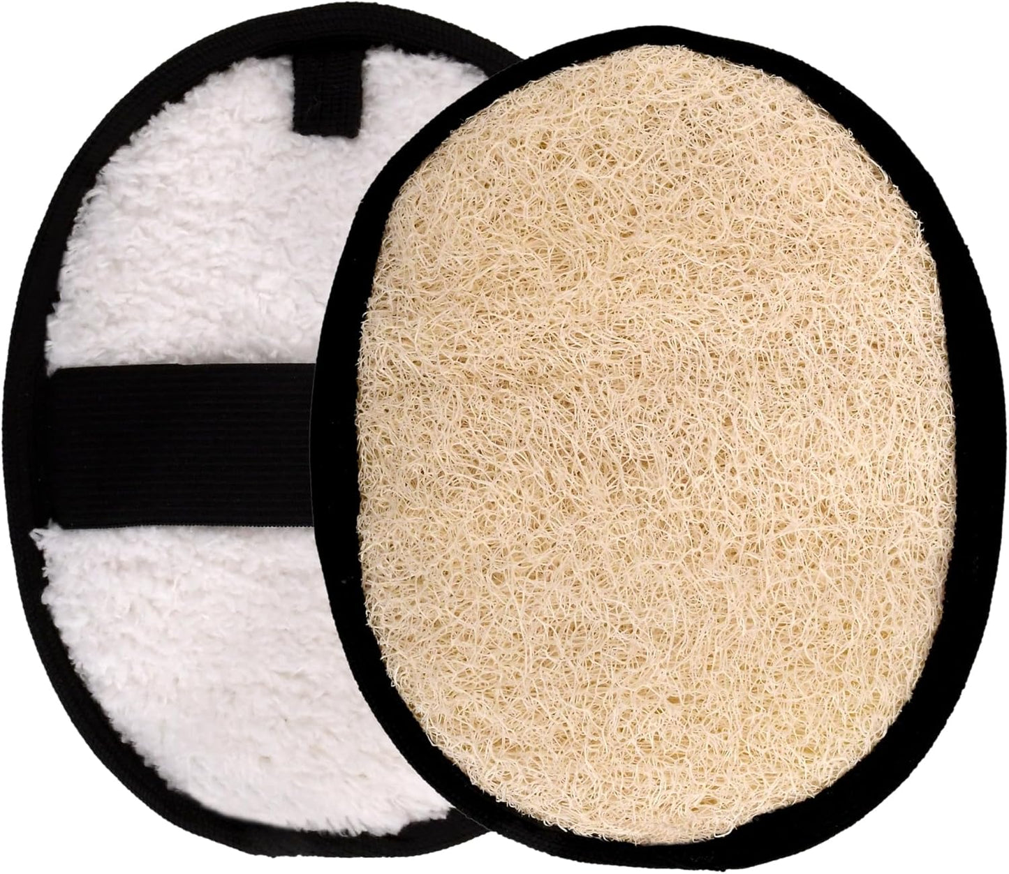 Natural Loofah Shower Body Scrubber for Men, Egyptian Luffa Sponge Exfoliating Loofah, Body Sponges for Shower, Mens Hygiene Essentials, Bath Loofahs Body Scrubber Shower Tool - 2PCS Black & White Set